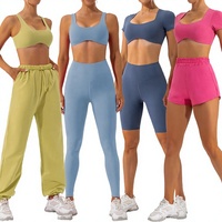 Conjunto Deportivo de 6 Piezas para Mujer, Otoño 2026, Yoga, Fitness, Gimnasio, Elástico, Nailon/Spandex, Cuello Halter, Cintura Elástica