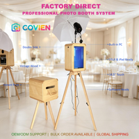 Machine professionnelle de photomaton en bois avec écran tactile de 18,5 pouces, système de photomaton DSLR pour la location de mariages