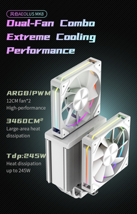 Кулер для процессора Gamer-X с 8 тепловыми трубками, двумя 2,8-дюймовыми вентиляторами, 3-контактным ARGB LED и масляным подшипником для игрового ПК - Product Image 5