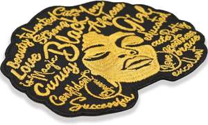 Belle Applique en tissu Black Girl 3.54x3.35 Patch thermocollant pour vêtements et sacs à dos avec cheveux bouclés et style Hip Hop - Product Image 3