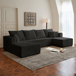 Deep Seat Compressed Sectional <b>Sofa</b>, Sponge Filled Polyester Couch for Living Room Hotel for Guest Room - Product Image 4