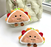 Nouveau design Porte-clés pizza en peluche amusant, Pendentif de sac à dos en peluche, Jouet pizza mignon pour machine à griffes, Jouet en peluche pas cher