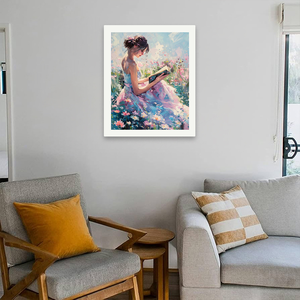 Kit de Pintura por Números de Arte Impresionista para Adultos - DIY Mujer Leyendo en Campo de Flores 16x20 Pulgadas Lienzo Ecológico sin Marco - Product Image 4