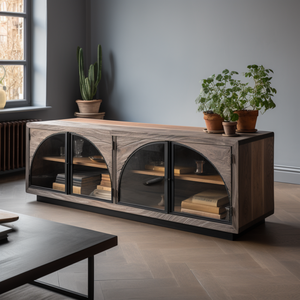 Mrs יער קערת בסגנון עתיק יין צעצוע עץ אלון גבוהה ארון תצוגה זכוכית מתלה מסך - Product Image 4