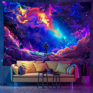 Neon Glowing Wall Tapestries Astronaut Fantasy UV Reactive Tapestry Black Light UV <strong>Space</strong> Wall Background <strong>Decoration</strong> - Product Image 5