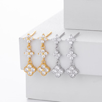 Anting-anting Bunga Semanggi Zirkon Warna-warni Perak Sterling S925 Terbaru untuk Wanita, Perhiasan Gaya Sederhana dan Modis