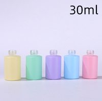 Lot de flacons compte-gouttes en verre couleur macaron de 30 ml, cylindriques, rechargeables, pour sérums et huiles essentielles, assortiment rose, bleu, vert, violet