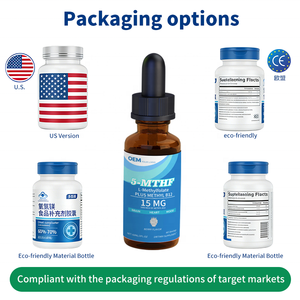 OEM/ODM Gotas Veganas de 5-MTHF L-Metilfolato 15mg con Metil B12, Suplemento de Vitamina B9 y B12, Cumple con las Normas de EE. UU./UE - Product Image 4