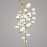 Lampes suspendues modernes de forme irrégulière lampe suspendue à tambour en verre grands lustres commerciaux fer et blanc LED 30 90 360 100 5 pièces