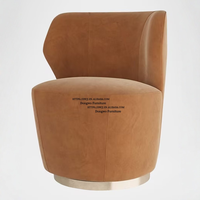 Fauteuil en velours en acier inoxydable doré moderne de luxe italien, mobilier d'hôtel italien, canapé de détente rotatif pour salon