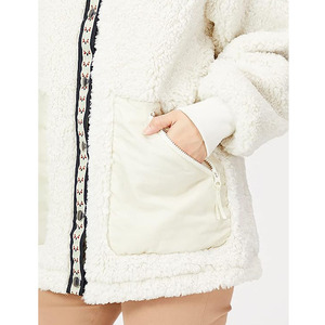 Custom Embroidery <strong>Zip</strong> up Winter Warm Polar Fleece <strong>Reversible</strong> Sherpa Fleece Jacket Women - Product Image 4