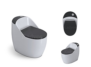 WC monobloc en céramique de haute qualité KD-25CTA, couleur gris, émaillé, à double chasse, forme <span class=keywords><strong>escargot</strong></span>, pour salle de bain occidentale - Product Image 5