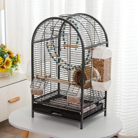 Cage à oiseaux rectangulaire intégrée en fer thermolaqué, emballage solide, conception anti-évasion, style luxueux, plateau en plastique pour perroquets