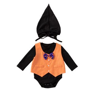 Set Completo Neonato Maschio Halloween: Tutina, Papillon, Gilet e Cappello <span class=keywords><strong>da</strong></span> Mago - Outfit <span class=keywords><strong>da</strong></span> Gentiluomo per Foto e Primo Compleanno - Ingrosso - Product Image 6