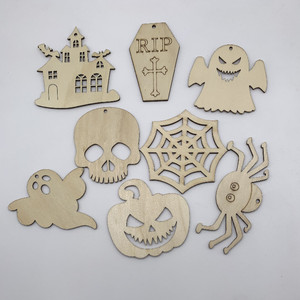 Watercolorful Halloween Artesaní<span class=keywords><strong>a</strong></span> de madera Etiquetas de madera ecológicas Graffiti Grabado Letreros de pared para fiestas navideñas Decoraciones de habitaciones - Product Image 2