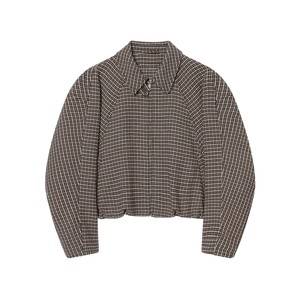 Autumn Turn Down Collar Long Sleeve Woven Polyester Zipper <strong>Fly</strong> Plaid Pattern Casual <strong>Jacket</strong> Coat for <strong>Women</strong> - Product Image 3