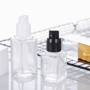 Fábrica de lujo vacío 15ml 20ml 30ml 40ml cuadrado transparente cosmético loción botella de base líquida de vidrio con tapa de bomba tapa Capd - Product Image 2