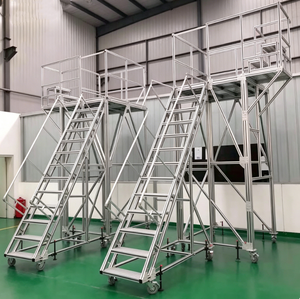 Plateforme de maintenance aéronautique industrielle personnalisée en profilés d'aluminium avec main courante de sécurité unilatérale, plateforme de travail aérien mobile - Product Image 6