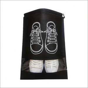 Sacs de rangement en coton pour chaussures de voyage avec cordon de serrage et fenêtre transparente, pochette anti-poussière pour chaussures - Product Image 1