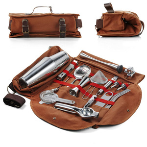 Kit à cocktails portable avec shaker, passoire et doseur pour les voyages, le camping en plein air, les pique-niques, durable, bleu café - Product Image 1
