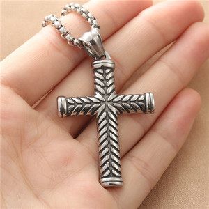 Men's Tibetan Silver <b>Cross</b> Pendant Necklace Geometric Design Retro Style 190149 - Product Image 3