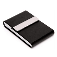 Werbe geschenk Personal isierte Visitenkarte halter Leder Aluminium Metall Visitenkarte Fall Box Für benutzer definierte Business Card Pocket