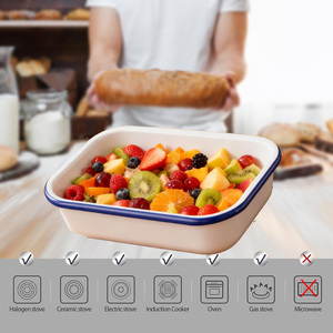 Bandeja Rectangular para Hornear Pan y Tartas, de Esmalte, con Logotipo Personalizado, para Cocina de Restaurante, Apta para Horno, de 28 cm, 30 cm, 34 cm, Blanca y Azul - Product Image 6