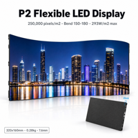 Écran LED flexible FFP2, pas de pixel de 2 mm, 250 000 pixels/m², module d'écran LED incurvé intérieur 320x160 mm, faible consommation 98 W/m²