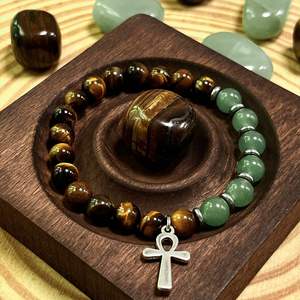 Natural Stone <b>Bracelet</b> Colorful Glass <b>Beaded</b> Meditation Jewelry Ready to Ship Inventory Bespoke Manufacturing - Product Image 3