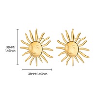 Anting Bunga Hati Emas Prancis EH148, Anting Baja Anti Karat Berlapis Emas 18K, Manset Telinga Geometris untuk Wanita Mewah