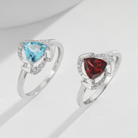 YBO vente en gros 925 en argent Sterling bijoux fins anneaux de haute qualité pierre naturelle Triangle grenat topaze CZ pour mariage à la mode