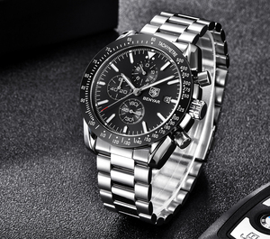 Montre chronographe sport pour homme OEM ODM, nouvelle collection, avec tachymètre, date, étanche, style business décontracté, en acier inoxydable, mouvement quartz. - Product Image 4