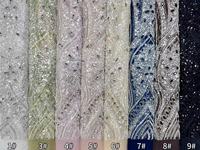 Tissu de dentelle haut de gamme pour robe, brodé de perles tubulaires et de paillettes exquises, pour l'industrie de la broderie tridimensionnelle en gros