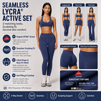 Ensemble de yoga sans couture Tinain OEM ODM pour femmes, avec contrôle du ventre, effet push-up, haute compression, évacuation de l'humidité et résistant aux squats