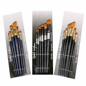 Juego de 6 pinceles profesionales Giorgione, forma angular, pelo de nailon, mango de madera, para pintura acrílica, bolsa de PVC - Product Image 1