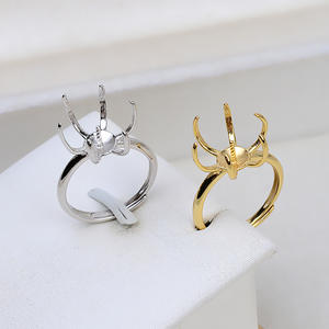 แหวนเงินแท้ S925 แบบเปิดปลาย ดีไซน์ดอกไม้หกแฉก สไตล์บาโรก  พร้อมไข่มุกเม็ดเดี่ยว 1919  ฐานเปล่าสำหรับทำแหวนเอง - Product Image 1