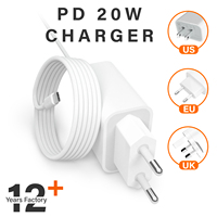 Adaptateur USB-C 20W pour la charge rapide des téléphones, vente en gros d'usine, certifié CE/FCC//UKCA/KC, chargeur mural USB Type C pour iPhone