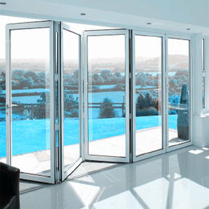 Grain de bois accordéon véranda coulissantes portes en aluminium à double battant de <span class=keywords><strong>porte</strong></span> de fenêtre en aluminium bifolds - Product Image 6