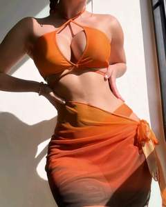 Custom Swimwear Mature <strong>Thong</strong> Three Pieces <strong>Swimsuit</strong> and Fashion Sexy Woman <strong>Bikini</strong> With Cover up Beach Dress - Product Image 6