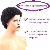 Perruque Humaine Afro Ondulée Courte Coupe Pixie Sans Dentelle Vierge Brésilienne à Cuticules Alignées de Haute Qualité et Bon Marché pour Femme Noire