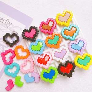 Chaîne de téléphone portable, accessoires de bijoux, peinture acrylique verticale en forme de coeur, perles de couleur, perles en vrac pour la création - Product Image 2