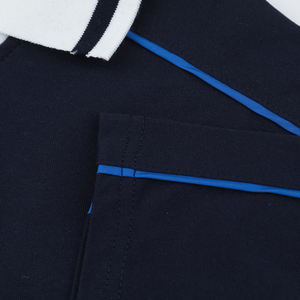 Camiseta Polo de Algodón de Lujo Personalizada, Camiseta Polo de Diseño con Bloques de Color y Cuello en V para Hombre - Product Image 4