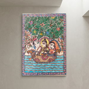 Art mural 3D inspiré du patrimoine, art populaire Madhubani, affiche en soie artisanale de qualité supérieure, peinture artisanale du Bihar pour la décoration intérieure 2500 - Product Image 4