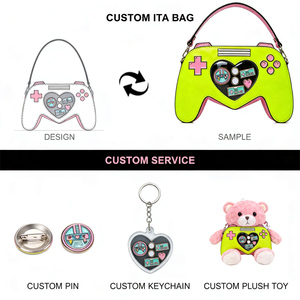 Sac bandoulière Ita Kawaii avec fenêtre en forme de cœur, pour l'affichage de badges de collection d'anime, personnalisé, avec breloques de sac à main chinoises de luxe - Product Image 2