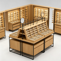 Présentoir en bois pour lunettes de soleil, décoration de magasin d'optique, étagère autoportante pour lunettes, vitrine de vente au détail