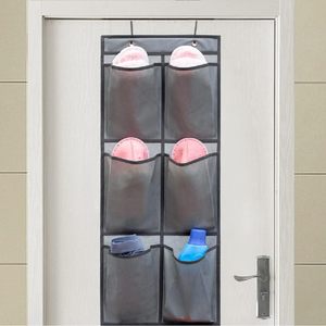 Over The Door Hanging Closet Organizer 12 Pockets Fabric <b>Storage</b> <b>Rack</b> For Shoes Behind Doors On Walls Grey - Product Image 2