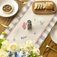 Chemin de table en lin de Pâques, lapin coloré, œuf de Pâques, fleur, 13 * 72 pouces, adapté à la décoration de la cuisine et de la table à manger