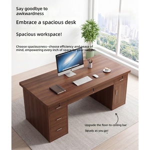 Ensemble bureau et chaise en bois minimaliste pour une personne, avec tiroirs verrouillables et finition résistante aux taches, pour les employés de bureau et l'usage domestique - Product Image 3