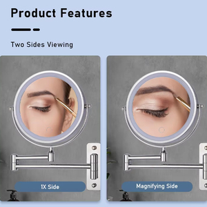 Phòng tắm khách sạn xoay tường gương mở rộng tiết kiệm không gian LED chiếu sáng thắp sáng treo tường kép hai mặt <span class=keywords><strong>Magnifying</strong></span> trang điểm - Product Image 2