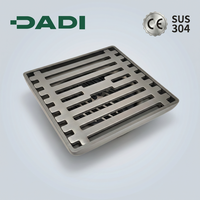 Siphon de sol carré robuste en SUS304 de 4 pouces, finition brossée, insert carrelable, anti-colmatage, anti-insectes, anti-refoulement pour douche, salle de bain, cuisine
